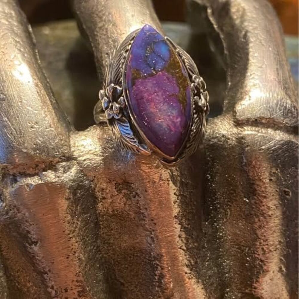 Artisan Purple Mojave Copper Turquoise sterling ring - Size 7